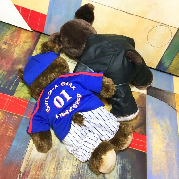 (2) Build a Bear Plush Toys Stuffed Animals Varsity Baseball Bear & Batman Dog - Picture 7 of 8